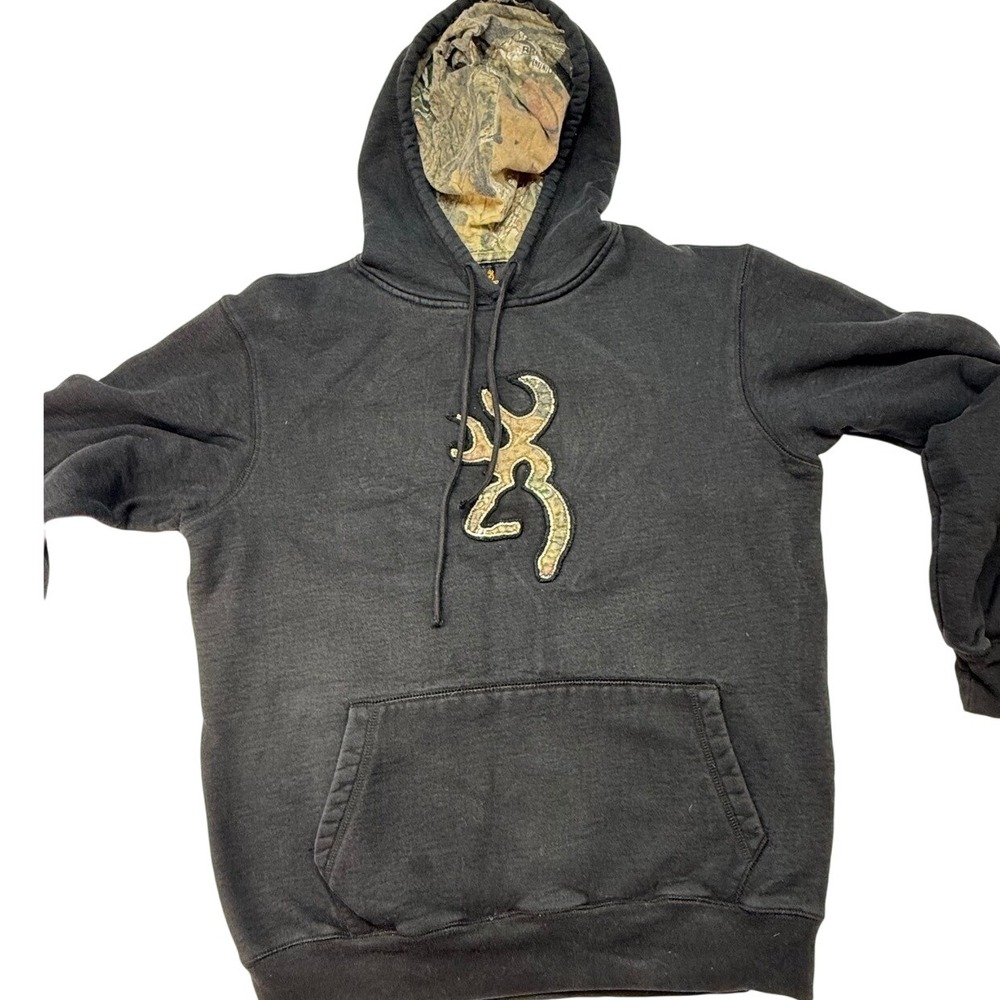 Browning Mens Black Camo sweatshirt  Buckmark Hoodie Med hunting gorpcore
